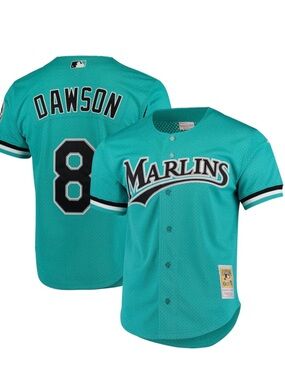 Mitchell & Ness Teal Cooperstown Collection Patch Jersey Andre Dawson Size M